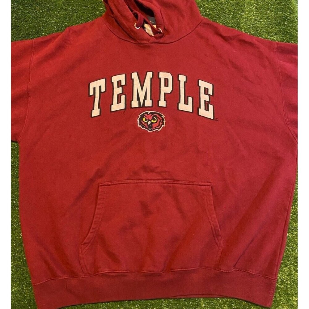 Temple Owls hoodie mens extra large red vintage Y2K sweatshirt football 31 - Picture 1 of 12